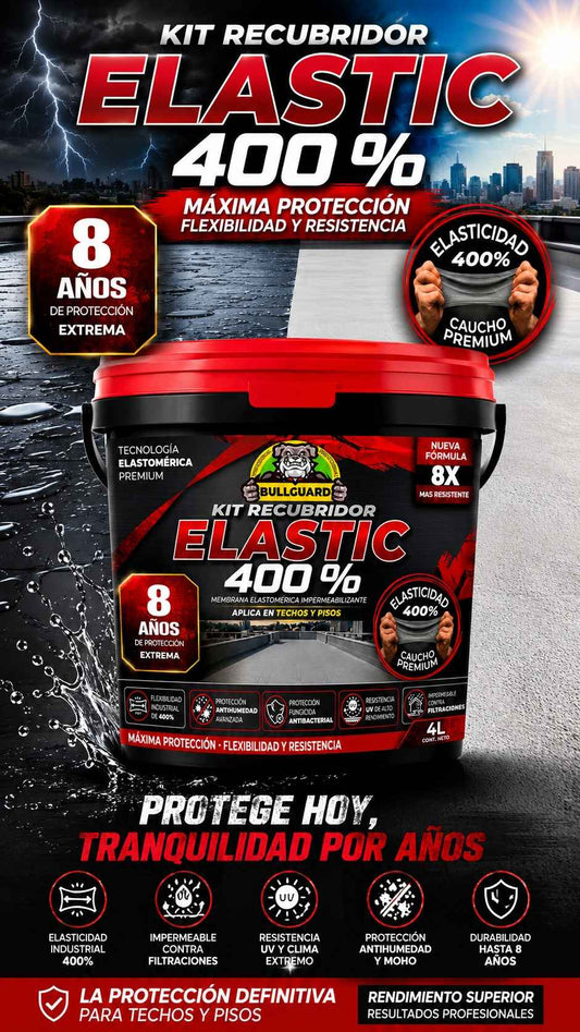 KIT GALON RECUBRIDOR ELASTIC 400 + BROCHA + 2 MALLAS + ESPATULA + GUANTES F1