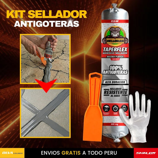 KIT SELLADOR ANTIGOTERAS + ESPATULA + GUANTES + MALLA F2