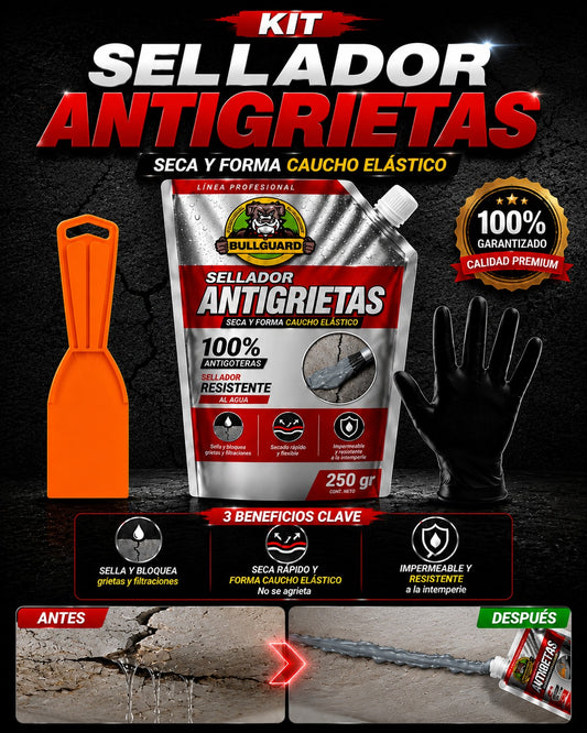 KIT SELLADOR SACHET ANTIGRIETAS + ESPATULA + GUANTES F1