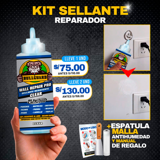 KIT SELLANTE REPARADOR + ESPATULA + MALLA ANTIHUMEDAD T8