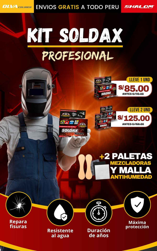 KIT SOLDADURA SOLDAX PROFESIONAL + 2 PALETA MEZCLADORAS + MALLA + LIJA F6